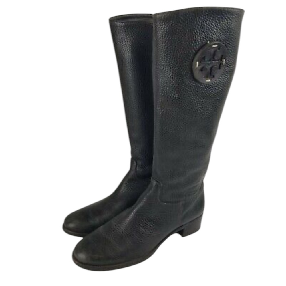 Tory Burch pebbled Leather Knee High Riding Boots‎ Size 8 M  pull on